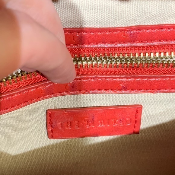 The Limited Vegan Faux Ostrich Leather Clutch Wristlet Purse Red‎ - Picture 7 of 7